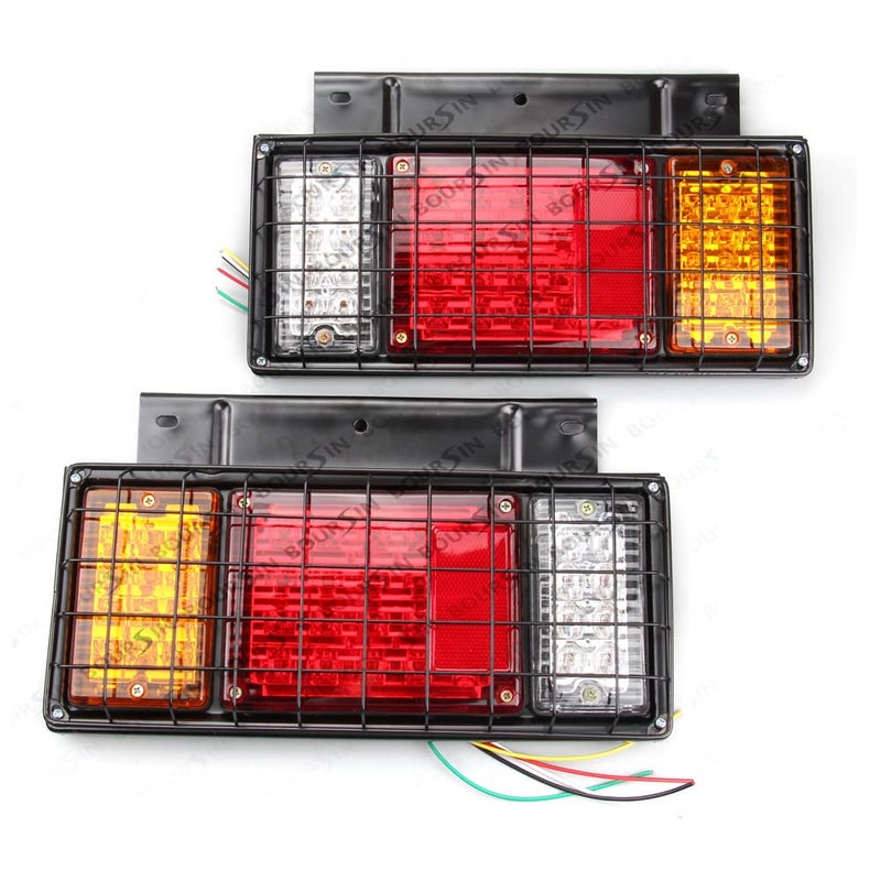 Boursin 12V LED Trailer Tail Lights With Iron Net Protection For ISUZU ELF N F Series NPR NPR-HD NRR NQR NKR NHR FSR FRR Truck Tail Lamp 1 Pair - Image 1